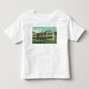 Camiseta Infantil Vista exterior da escola de Longfellow