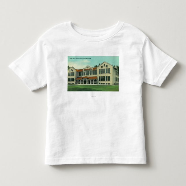 Camiseta Infantil Vista exterior da escola de Longfellow (Frente)