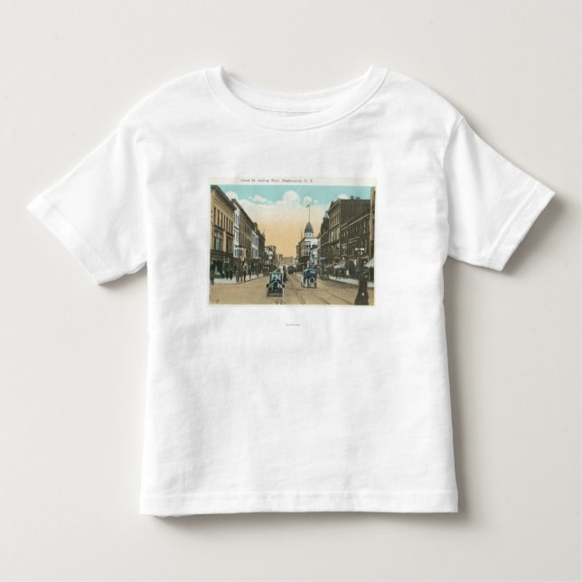 Camiseta Infantil Vista ocidental da rua da corte (Frente)