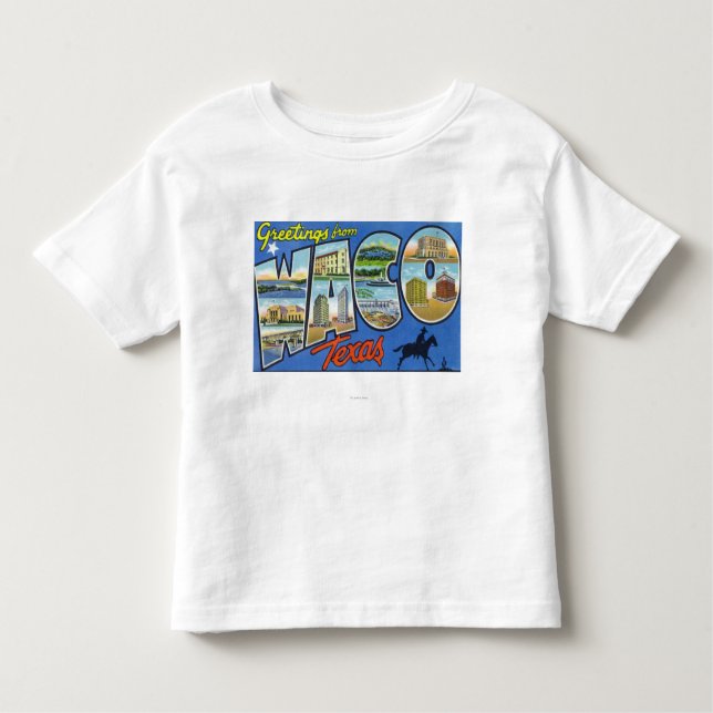 Camiseta Infantil Waco, letra ScenesWaco de TexasLarge, TX (Frente)