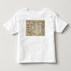 Camiseta Infantil Wales, gravado por Jodocus Hondius