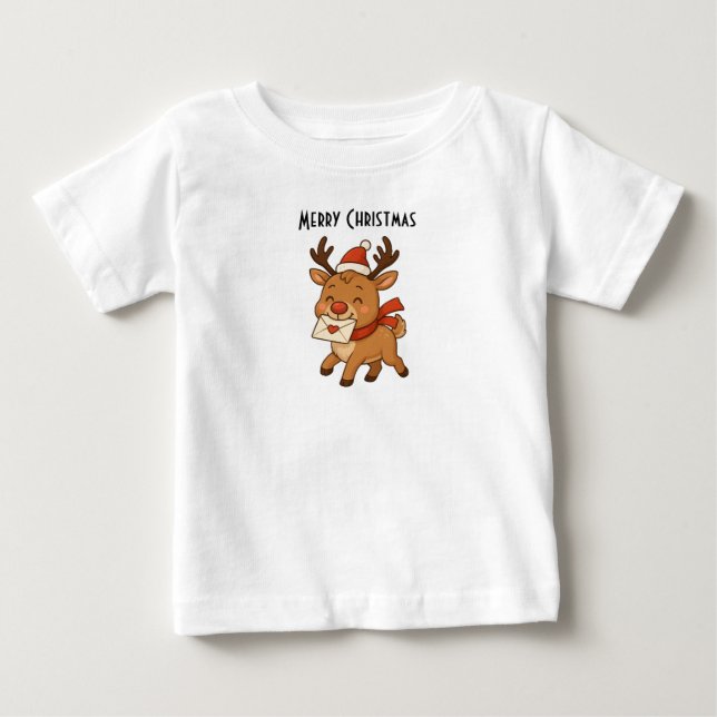 Camiseta Infantil Wonky Zoo – Rena Fofa (Frente)