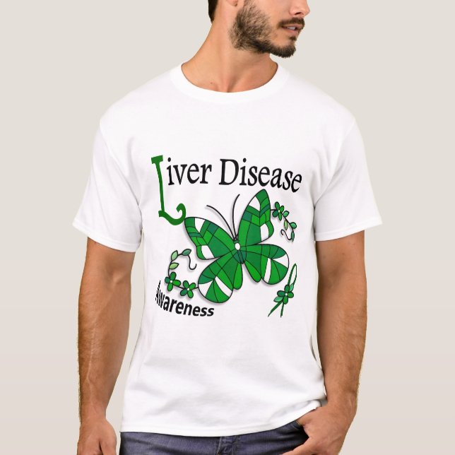Camiseta Infecção hepática da borboleta 2 do vitral (Frente)