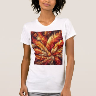 Camiseta Inferno Bloom — Mandala de Penas de Fogo Radiante