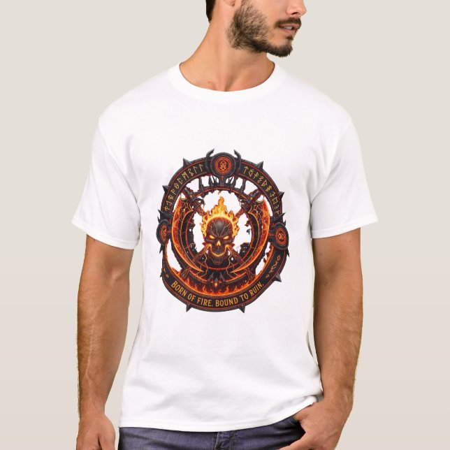 Camiseta Inferno Crest – Emblema Demoníaco de Fogo (Frente)