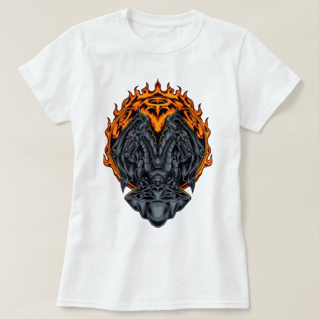 Camiseta Inferno do dragão duplo (Frente do Design)