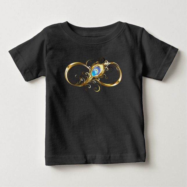 Camiseta Infinidade com a pena Pavão de Ouro (Frente)