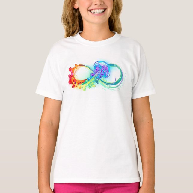 Camiseta Infinidade com água-vivas do Arco-Íris (Frente)