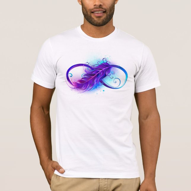 Camiseta Infinidade com pena roxa (Frente)