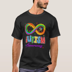 Camiseta Infinito Arco-íris Amor Autismo Consciência da Neu