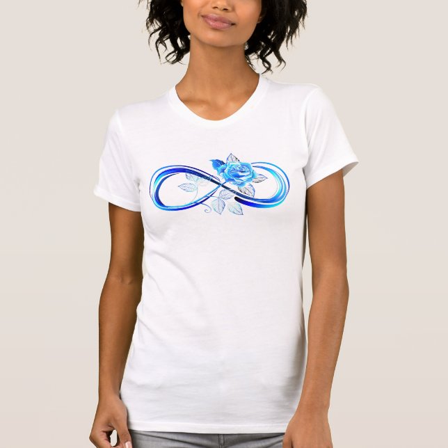 Camiseta Infinito brilhante com rosa azul (Frente)