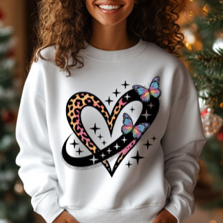 Camiseta Infinity Butterfly Leopard Heart