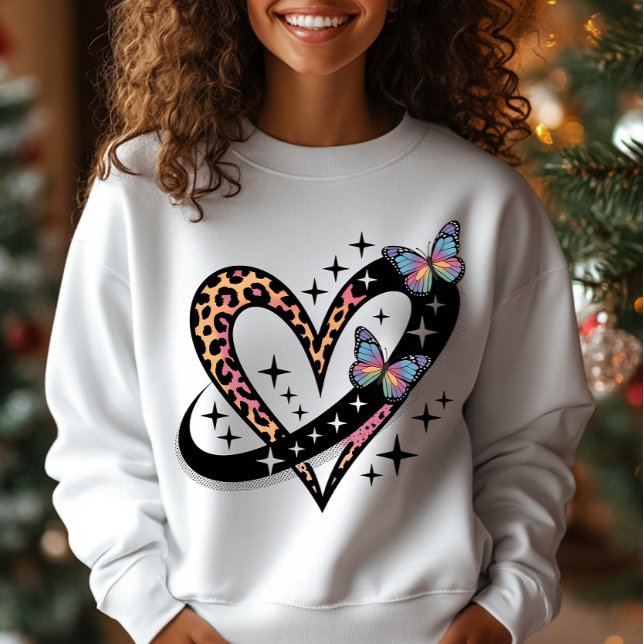 Camiseta Infinity Butterfly Leopard Heart (Criador carregado)
