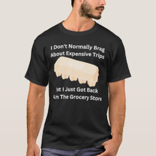 Camiseta inflação e preços dos ovos na mercearia