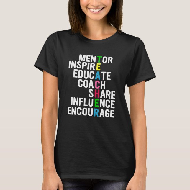 Camiseta influenciar compartilhar educar encorajar mentor i (Frente)
