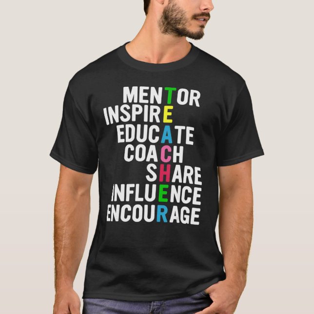 Camiseta influenciar compartilhar educar encorajar mentor i (Frente)