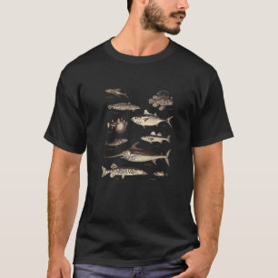 Camiseta Infográfico de Peixes Vintage Retro V2