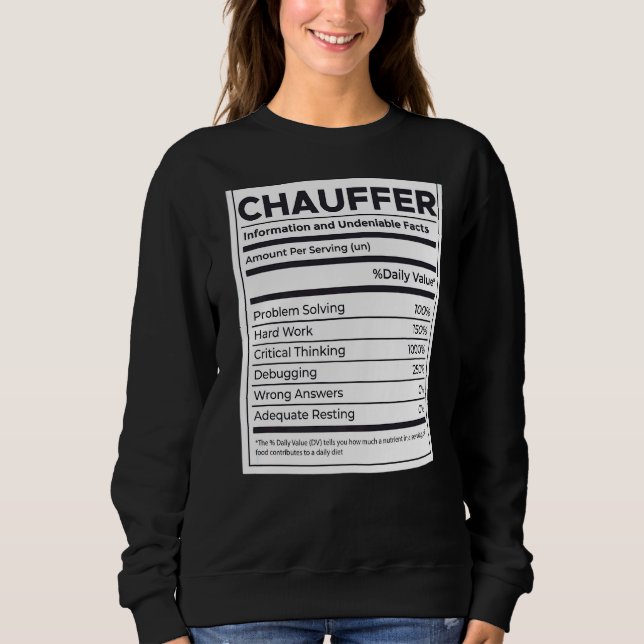 Camiseta Informações Nutricionais sobre Chauffer (Frente)