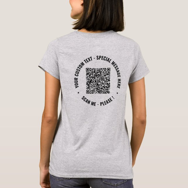 Camiseta Informações personalizadas sobre o código QR Texto (Verso)