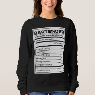 Camiseta Informações sobre nutrição do barman