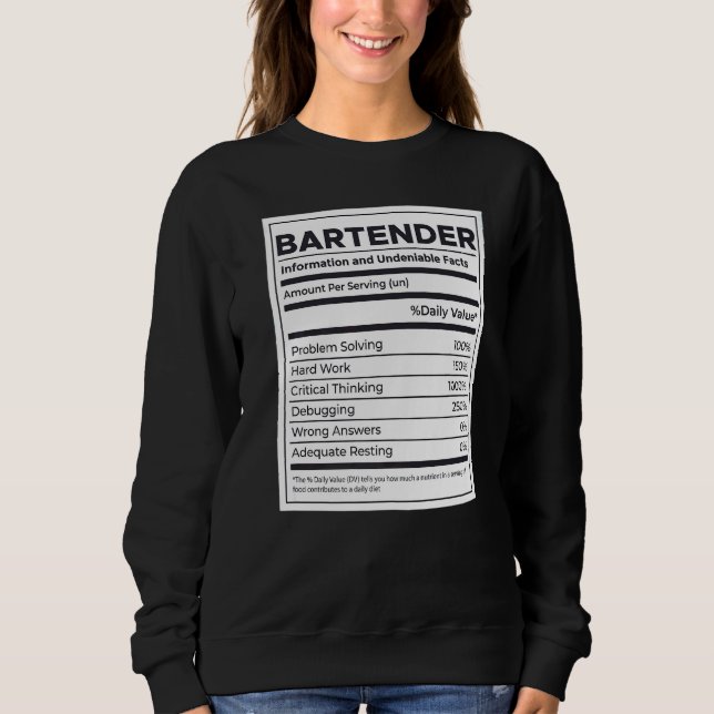 Camiseta Informações sobre nutrição do barman (Frente)