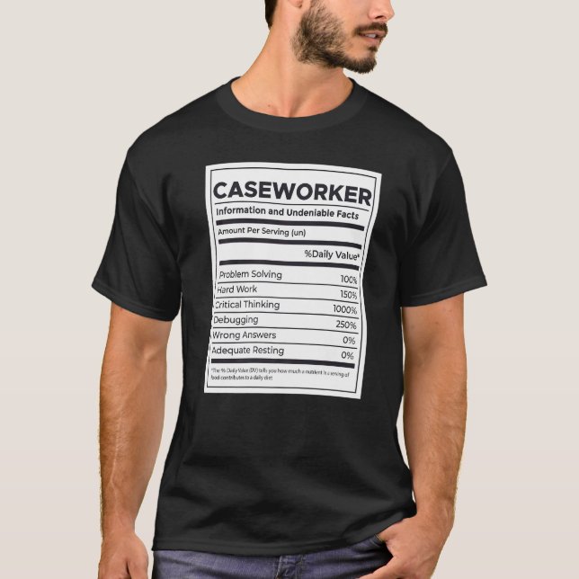Camiseta Informações sobre Nutrição do Caseworker (Frente)