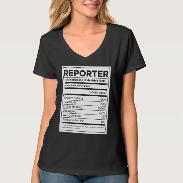 Camiseta Informações sobre Nutrição do Repórter (Frente)
