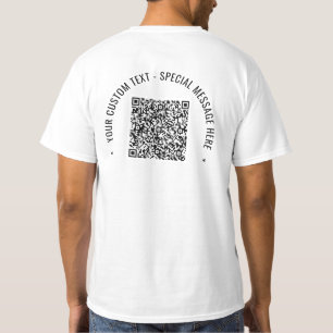 Camiseta Informações sobre o código QR Texto personalizado