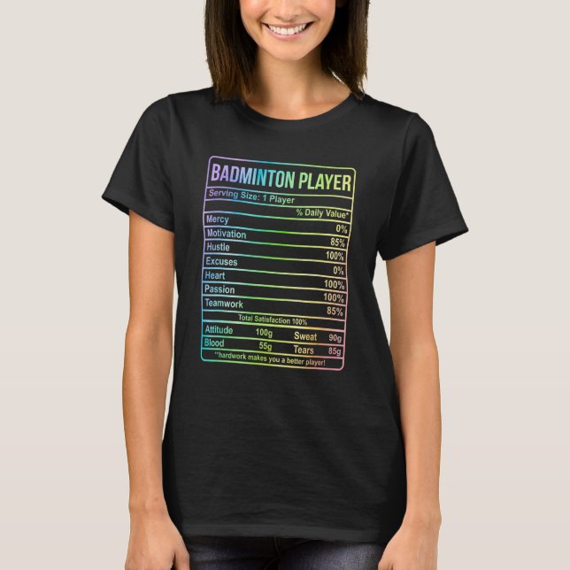 Camiseta Informações Sobre Os Jogadores De Badminton E Fato (Frente)