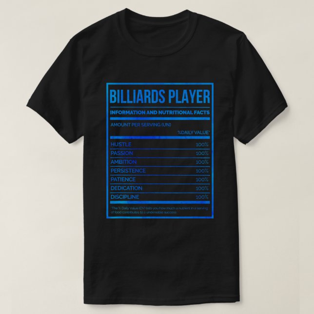 Camiseta Informações Sobre Os Jogadores De Bilhar E Fatos N (Frente do Design)