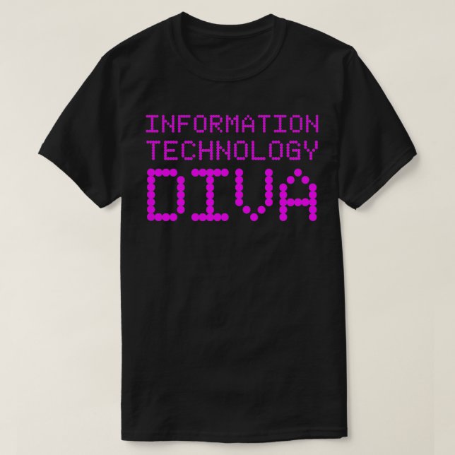 Camiseta Informática Diva Mulher trabalhadora de TI (Frente do Design)
