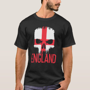 Camiseta Inglaterra   Crânio de Apoiante de Futebol Fã Band