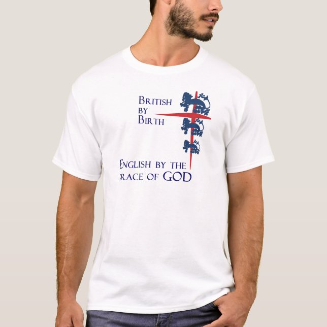 Camiseta Inglês britânico nascido pela graça de deus (Frente)