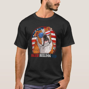 Camiseta Inglês Buldog Pai Retro Americano Flag Patriótico