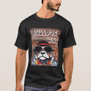 Camiseta Inglês Buldog Pai Street Art Urban Paint Spray
