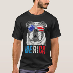 Camiseta Inglês Buldogue 4 de julho Merica Men Usa Flag 1