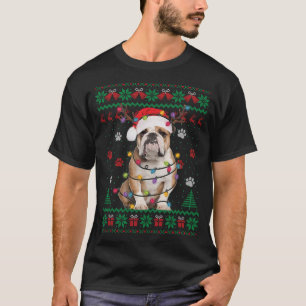 Camiseta Inglês Buldogue Christmas Lights Papais noeis Dog