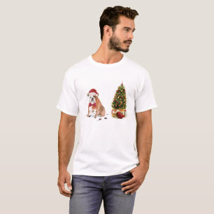 Camiseta Inglês Buldogue Engraçado Cachorro de Natal com Ár