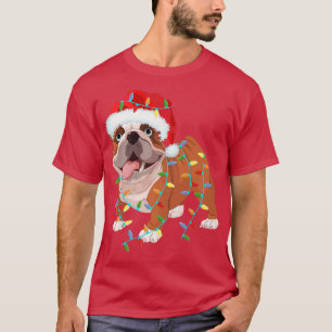 Camiseta Inglês Buldogue Figurume Santa Hat Xmas L