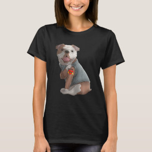 Camiseta Inglês Buldogue I Love Mamãe Tattoo Dog Dia de as