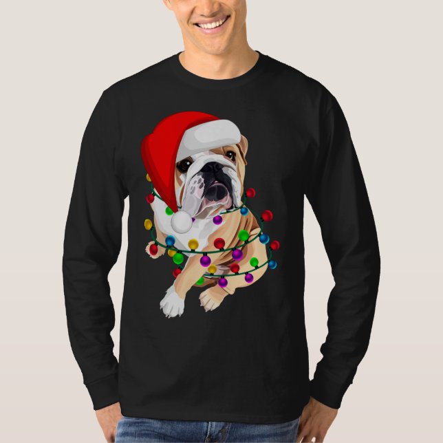 Camiseta Inglês Buldogue Natal Dogmas Santa Hat Xmas Do (Frente)