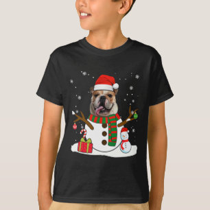 Camiseta Inglês Buldogue Natal Pajama Snowman Dog Lover