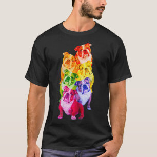 Camiseta Inglês Buldogue Rainbow Flag Orgulho gay LGBT Dog 