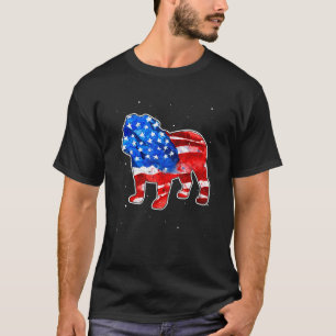 Camiseta Inglês Buldogue Tie Dye American Flag Patriótico 4