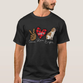 Camiseta Inglês Buldogue Xadrez Peace Love Cog