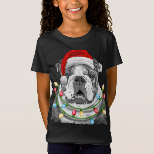 Camiseta Inglês BuldoPapais noeis Árvore de Natal Luzes Xma