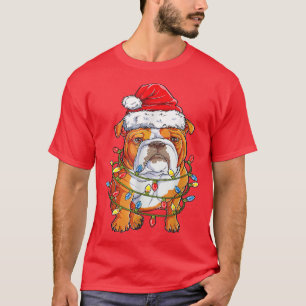 Camiseta Inglês BuldoPapais noeis Árvore de Natal Luzes Xma