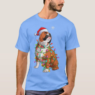Camiseta Inglês BuldoPapais noeis Árvore de Natal Luzes Xma
