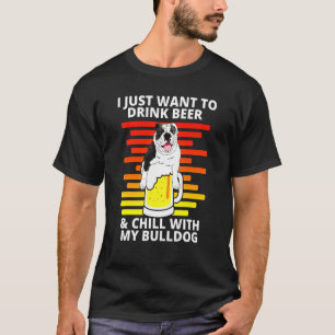 Camiseta Inglês Bulldog Beba Calma Com Os Meus Pais