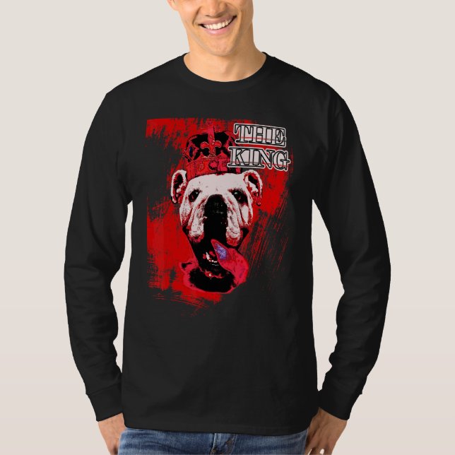 Camiseta Inglês Bulldog Com Cães Corvos Motif (Frente)